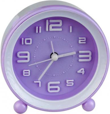 Perfeo Quartz часы-будильник "PF-TC-007", круглые диам. 10,5 см, фиолетовые