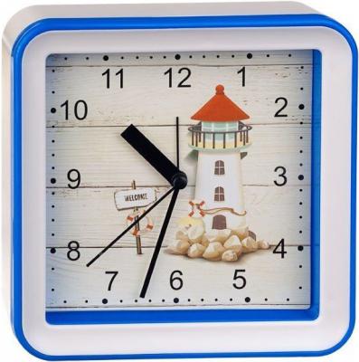 Perfeo Quartz часы-будильник "PF-TC-010", квадратные 14,8*14,8 см, подвес на стену, маяк