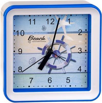Perfeo Quartz часы-будильник "PF-TC-010", квадратные 14,8*14,8 см, подвес на стену, штурвал
