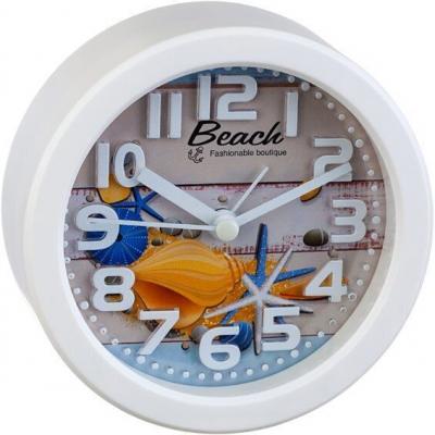 Часы-будильник Perfeo PF-TC-013 белый рисунок ракушка
