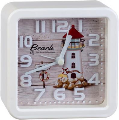 Часы-будильник Perfeo PF-TC-014 белый рисунок маяк