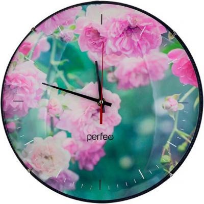 Perfeo Настенные часы "PF-WC-006", круглые д. 30 см, без корпуса / роза циферблат
