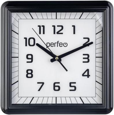 Perfeo Настенные часы "PF-WC-011", квадратные 32*32 см, чёрный корпус / белый циферблат