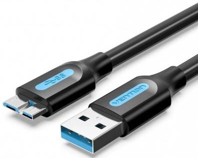 Кабель USB 3.0 miniUSB 0.5м Vention COPBD круглый черный
