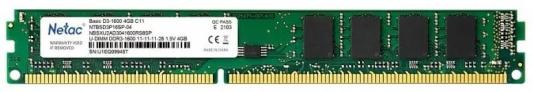 Оперативная память для компьютера 4Gb (1x4Gb) PC3-12800 1600MHz DDR3 DIMM CL11 Netac NTBSD3P16SP-04 NTBSD3P16SP-04