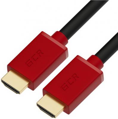 Greenconnect Кабель 0.3m HDMI версия 2.0, HDR 4:2:2, Ultra HD, 4K 60 fps 60Hz/5K*30Hz, 3D, AUDIO, 18.0 Гбит/с, 28/28 AWG, OD7.3mm, тройной экран, черный, красные коннекторы, GCR-HM451-0.3m