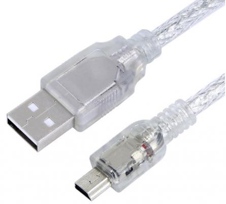 Greenconnect Кабель 3.0m USB 2.0, AM/mini 5P, прозрачный, 28/28 AWG, экран, армированный, морозостойкий, GCR-50795