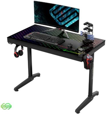 Стол для компьютера (для геймеров) EUREKA со стеклянной столешницей и RGB-подсветкой GTG-I43 Explorer edition