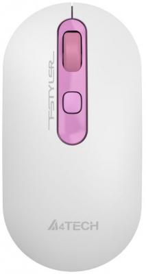 Мышь A4Tech Fstyler FG20 Sakura белый/розовый оптическая (2000dpi) беспроводная USB (4but)