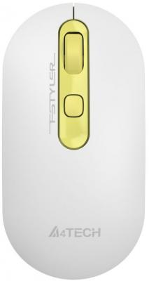 Мышь A4Tech Fstyler FG20S Daisy белый/желтый оптическая (2000dpi) silent беспроводная USB (4but)