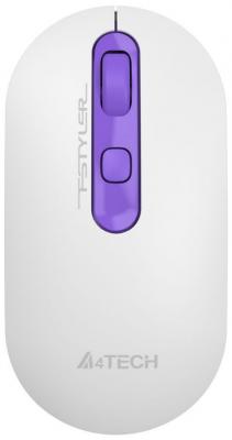 Мышь A4Tech Fstyler FG20S Tulip белый/фиолетовый оптическая (2000dpi) silent беспроводная USB (4but)