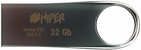 Флэш-драйв 32GB USB 3.0, Groovy Z,сплав цинка, цвет титан, Hiper