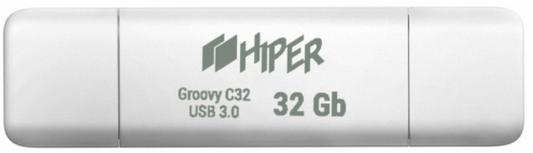 Флэш-драйв 32GB OTG USB 3.0/Type-C, Groovy C,пластик, цвет белый, Hiper