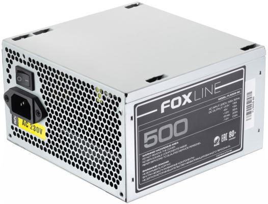 Power Supply Foxline, 500W, ATX, APFC, 120FAN, CPU 8(4+4)pin, MB 24pin, PCI-E 6+2pin, 1*PATA, 3*SATA, 80+