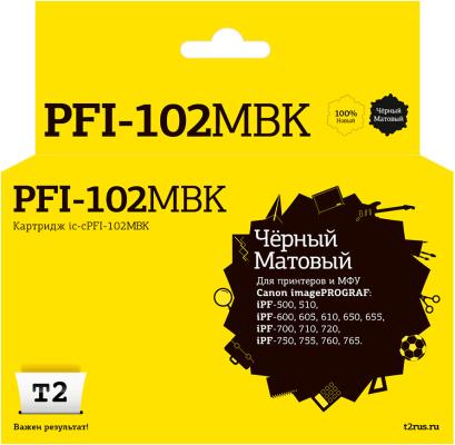IC-CPFI-102MBK Картридж T2 для Canon imagePROGRAF iPF-500/510/600/605/610/650/655/700/710/720/750/755/760/765, матовый черный