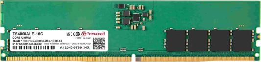 Оперативная память для компьютера 16Gb (1x16Gb) PC5-38400 4800MHz DDR5 UDIMM Unbuffered CL40 Transcend TS4800ALE-16G