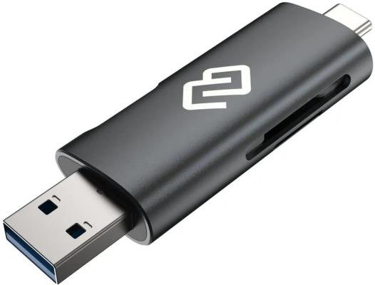Устройство чтения карт памяти USB 2.0/Type C Digma CR-СU2520-G серый