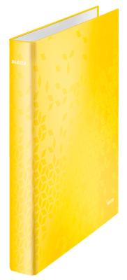 Папка на 4-х D-кольцах Leitz WOW 42420016 A4 полипропилен кор.40мм желтый вмест.230лист.