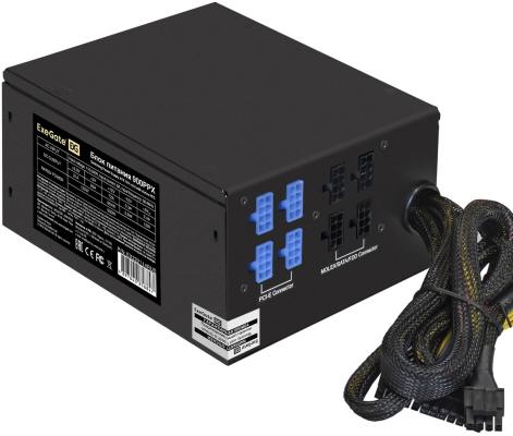 Блок питания 900W ExeGate 900PPX (ATX, APFC, SC, КПД 82% (80 PLUS), 14cm fan, 24pin, 2x(4+4)pin, PCIe, 5xSATA, 4xIDE, Cable Management, кабель 220V с защитой от выдергивания, black, RTL)