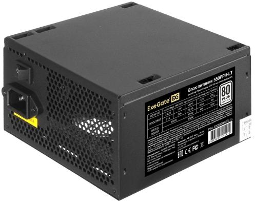 Блок питания 550W ExeGate 80 PLUS® 550PPH-LT-S-OEM (ATX, APFC, КПД 82% (80 PLUS)SC, 12cm fan, 24pin, (4+4)pin, PCIe, 5xSATA, 3xIDE, кабель 220V с защитой от выдергивания, black, RTL)