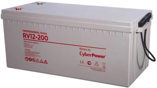 Battery CyberPower Professional UPS series RV 12200W, voltage 12V, capacity (discharge 20 h) 62Ah, capacity (discharge 10 h) 55.6Ah, max. discharge current (5 sec) 300A, max. charge current 18A, lead-acid type AGM, terminals under bolt M6, LxWxH 230x138x205mm., full height with terminals 227mm., weight 18.5kg., operational life 12 years