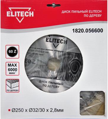 ELITECH 1820.056600 Диск пильный ,ф 250мм х32/30 мм х2,8мм, 60 зуб, д\\дерева