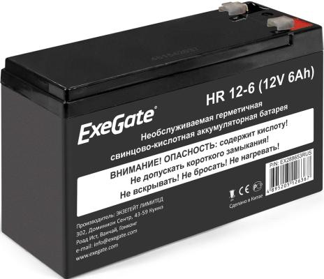 Exegate EX288653RUS Exegate EX288653RUS Аккумуляторная батарея ExeGate HR 12-6 12V 6Ah 1224W, клеммы F2+F1-