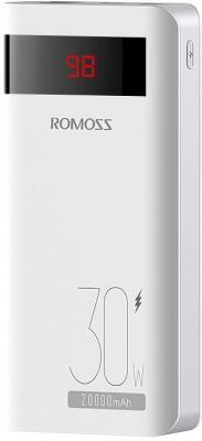 Мобильный аккумулятор Romoss Sense 6PS Pro 20000mAh 3A Power Delivery; QC 3.0 2xUSB беспров.зар. белый