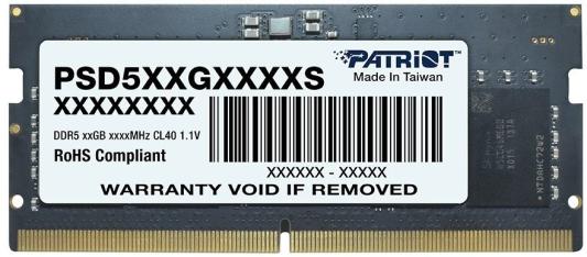 Оперативная память для ноутбука 32Gb (1x32Gb) PC5-38400 4800MHz DDR5 SO-DIMM Unbuffered CL40 Patriot Signature Line PSD532G48002S