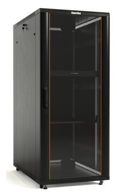 Шкаф серверный Hyperline (TTB-4282-AS-RAL9004) напольный 42U 800x1200мм пер.дв.стекл задн.дв.спл.стал.лист 800кг черный