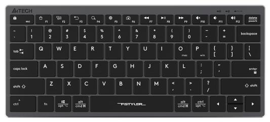 Клавиатура проводная A4TECH Fstyler FX51 USB серый