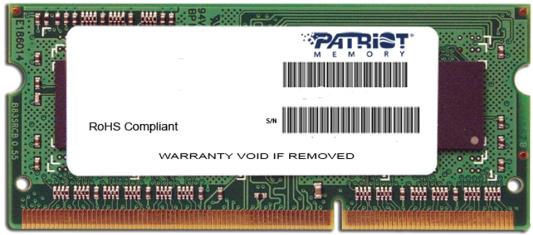 Оперативная память для ноутбука 4Gb (1x4Gb) PC3-12800 1600MHz DDR3 SO-DIMM CL11 Patriot PSD34G160081S