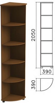 Шкаф (стеллаж) угловой Монолит, 390х390х2050 мм, 4 полки, цвет орех гварнери, УМ46.3