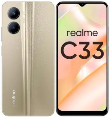 Смартфон Realme C33 64Gb 4Gb золотой моноблок 3G 4G 6.5 1600x720 Android 12 50Mpix 802.11 a/b/g/n/ac NFC GPS GSM900/1800 GSM1900 TouchSc