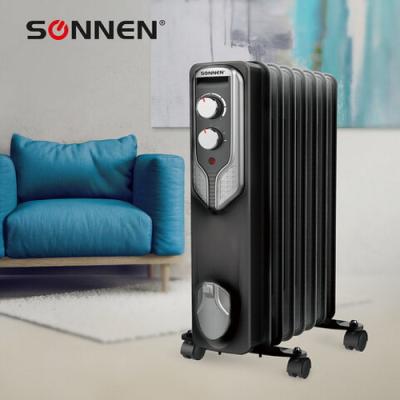Масляный радиатор Sonnen DFN-07BL 1500 Вт термостат колеса для перемещения черный/серый