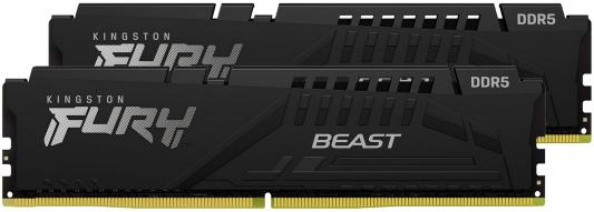 Оперативная память для компьютера 64Gb (2x32Gb) PC5-41600 5200MHz DDR5 DIMM Unbuffered CL40 Kingston Fury Beast KF552C40BBK2-64