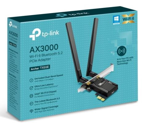 Сетевой адаптер Wi-Fi + Bluetooth TP-Link Archer TX55E AX3000 PCI Express (ант.внеш.съем) 2ант.