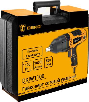 Гайковерт Deko DKIW1100 1100Вт патрон:квад.1/2 (кейс в комплекте) (063-3004)