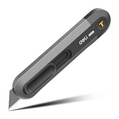 Технический нож &quot;Home Series Black&quot; Deli HT4008 Т-образное лезвие с механизмом автоматического возврата. Эксклюзивный дизайн. Корпус из высококачественного софттач пластика