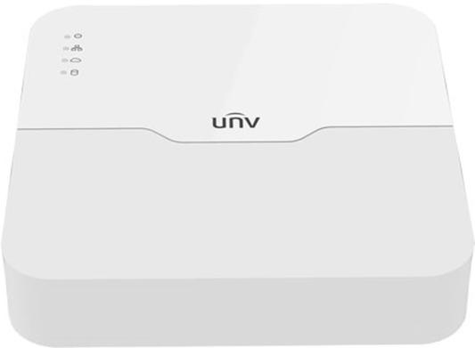 Uniview Видеорегистратор IP 4-х канальный 4K с 4 PoE портами; Входящий поток на запись до 64Мбит/с; Поддерживаемые форматы сжатия:  Ultra 265/H.265/H.264; Запись: разрешение до 4K; HDD; 1 SATA3 до 6Тб