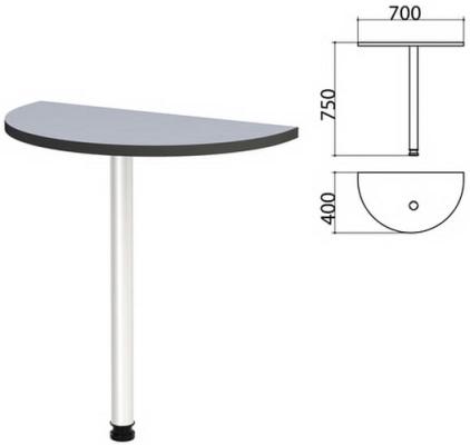 Стол приставной полукруг Монолит, 700х400х750 мм, цвет серый (КОМПЛЕКТ)