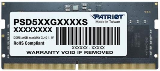 Оперативная память для ноутбука 8Gb (1x8Gb) PC5-44800 5600MHz DDR5 SO-DIMM CL46 Patriot Signature PSD58G560041S