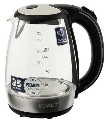 Чайник электрический Scarlett SC-EK27G93 2200 Вт серебристый чёрный 1.7 л стекло