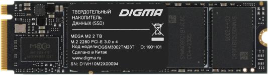 Накопитель SSD Digma PCI-E 3.0 x4 2Tb DGSM3002TM23T Mega M2 M.2 2280