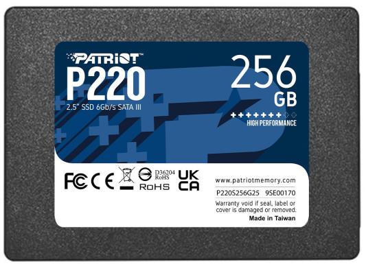 Твердотельный накопитель SSD 2.5" Patriot 256GB P220 <P220S256G25> (SATA3, up to 550/490Mbs, 120TBW, 7mm)