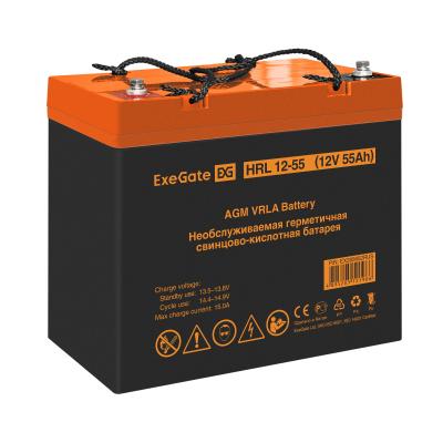 Аккумуляторная батарея ExeGate HRL 12-55 (12V 55Ah, под болт М6)