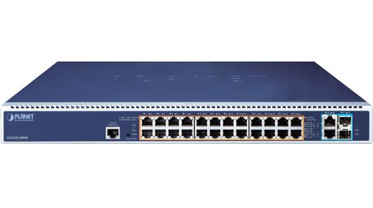коммутатор/ PLANET GS-6322-24P4X L3 24-Port 10/100/1000T 95W 802.3bt PoE + 2-Port 10GBASE-T + 2-Port 10G SFP+ Managed Switch with dual modular power supply slots (24-port 95W PoE++, max. 2,280-watt PoE budget, RPS(1+1)/EPS(2+0) mode, ERPS Ring, ONVIF, Cybersecurity features, Hardware Layer3 OSPFv2 and IPv4/IPv6 Static Routing, supports MQTT)