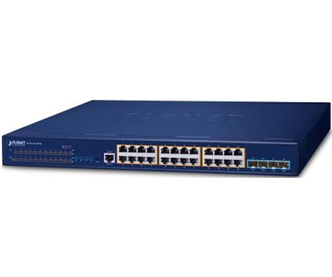 коммутатор/ PLANET Layer 3 24-Port 10/100/1000T 802.3at PoE + 4-Port 10G SFP+ Stackable Managed Switch (370W PoE budget, Hardware stacking up to 8 units, hardware-based Layer 3 IPv4/IPv6 Routing and VRRP, supports ERPS Ring)