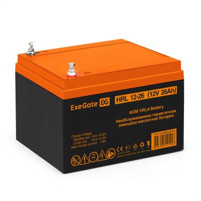 Аккумуляторная батарея ExeGate HRL 12-26 (12V 26Ah, клеммы F3 (болт М5 с гайкой))