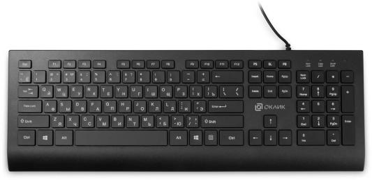 Клавиатура Oklick 155M,  USB, c подставкой для запястий, черный [1678057]